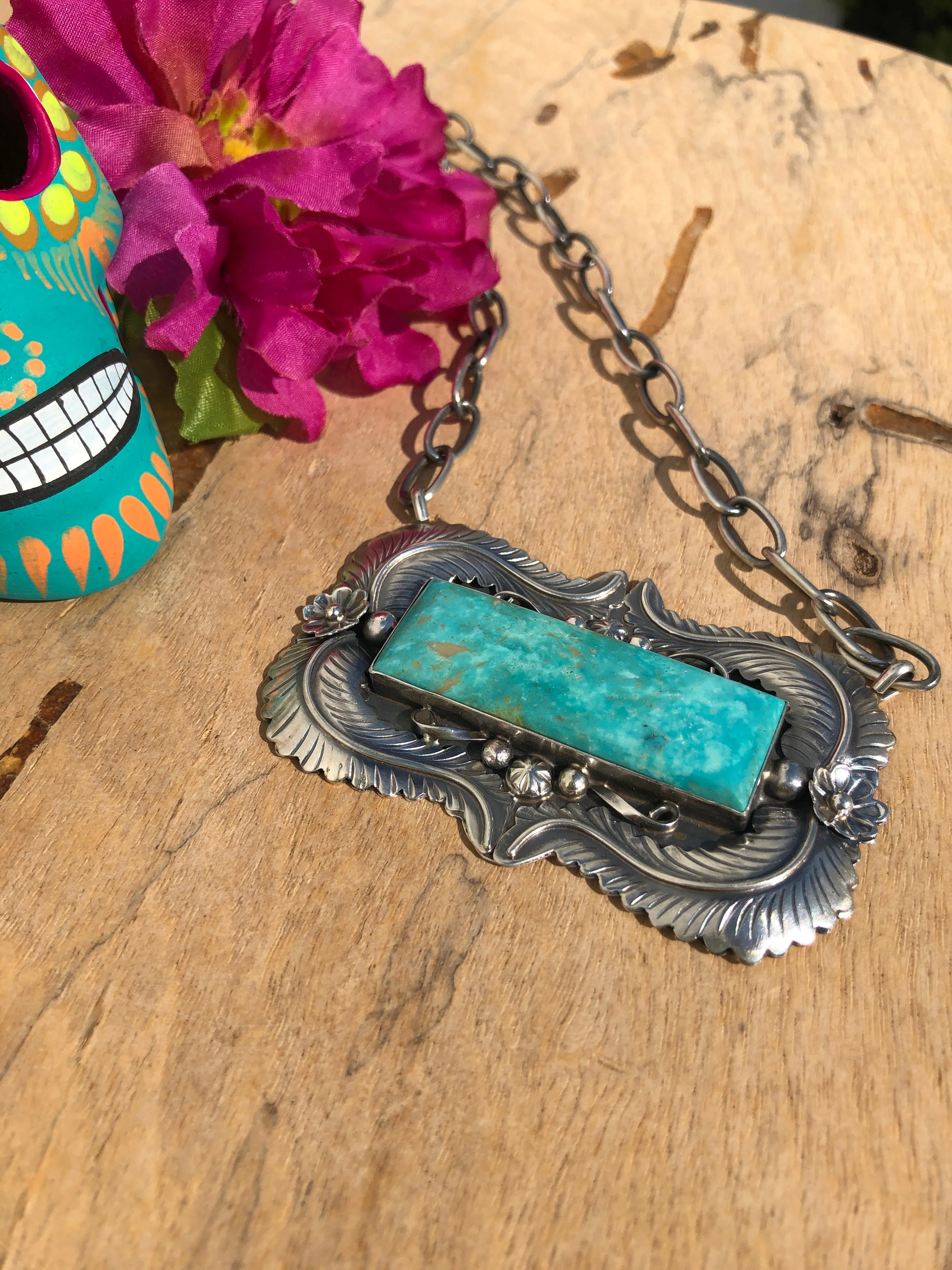 Large "Feather & Kingman" Bar Necklace #2