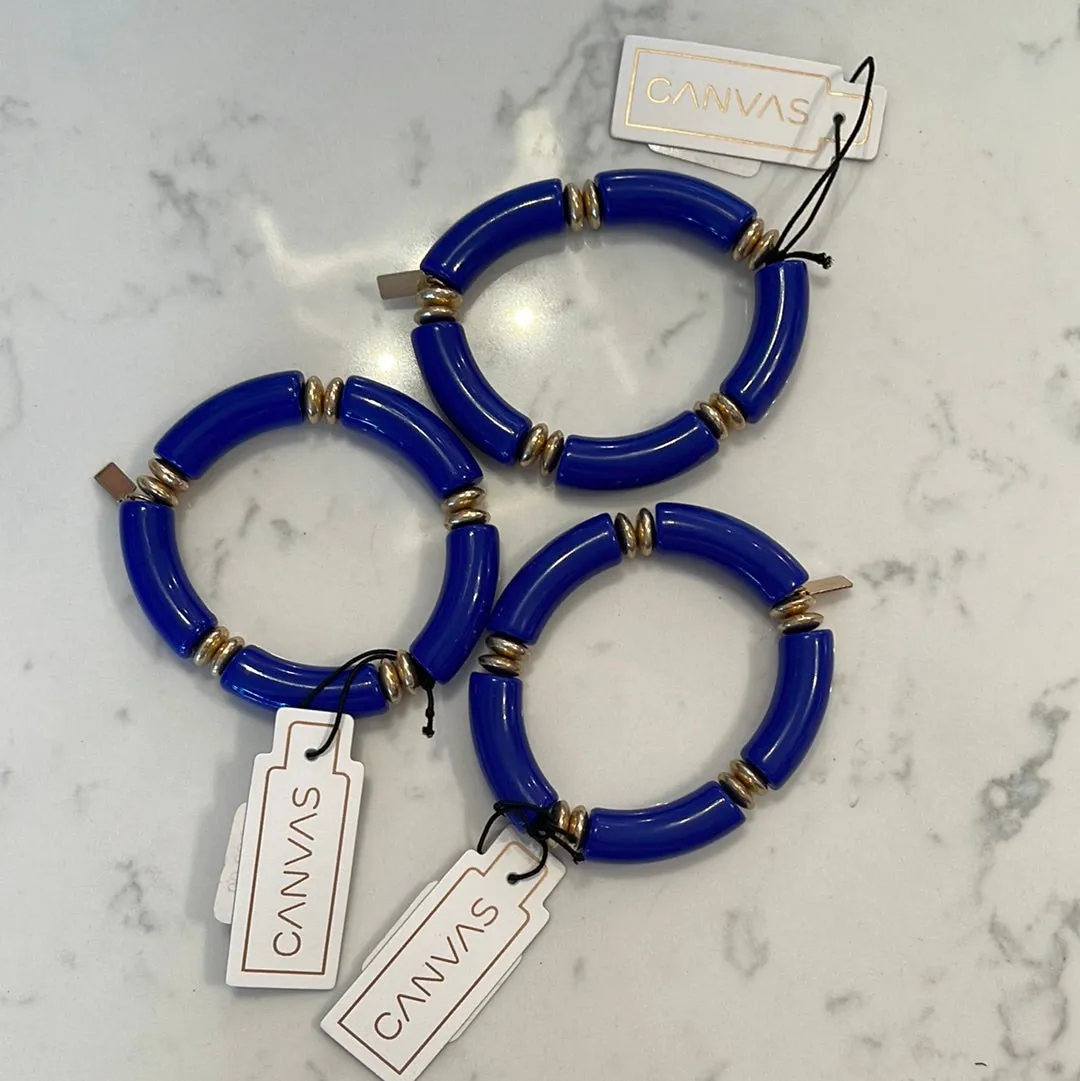 Lelani Resin Disc Stretch Bracelet- Blue
