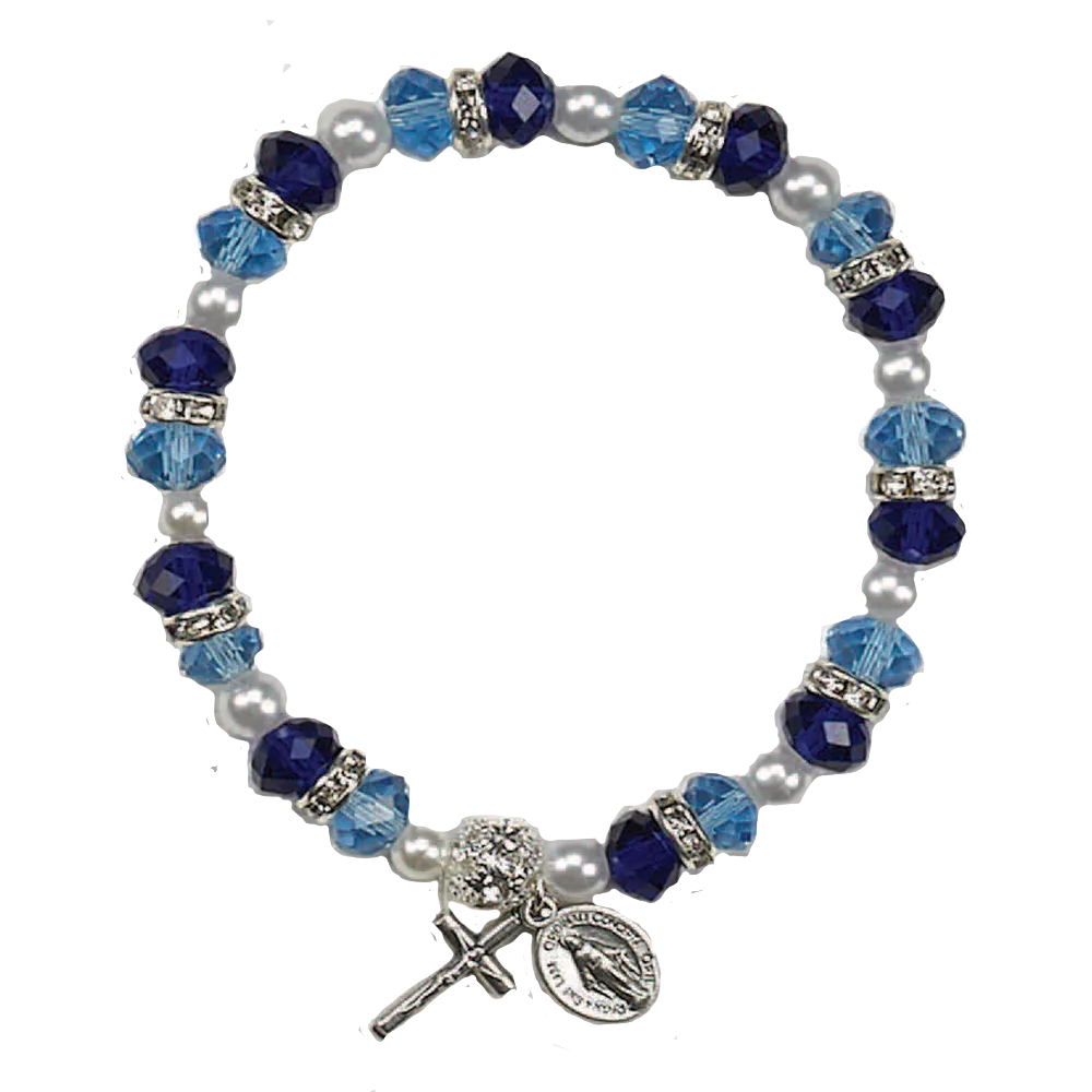 Light/Dark Blue Crystal Stretch Bracelet