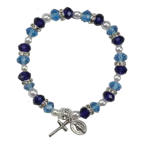 Light/Dark Blue Crystal Stretch Bracelet