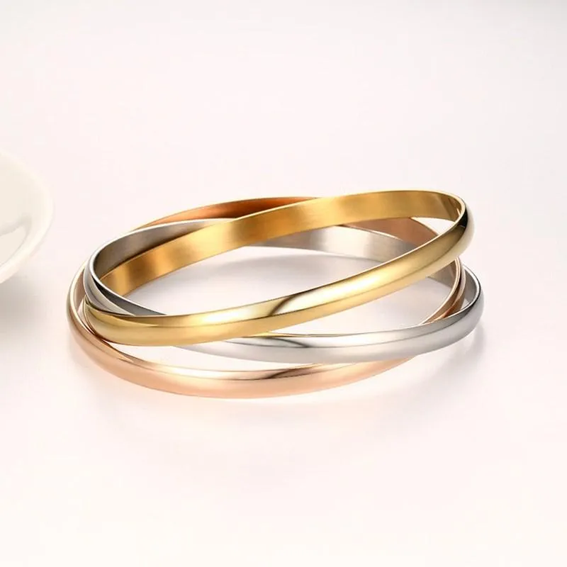 Love Faith Hope Triple Tone Bangle Set