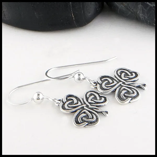 Lucky Heart Shamrock Pendant and Earrings Set