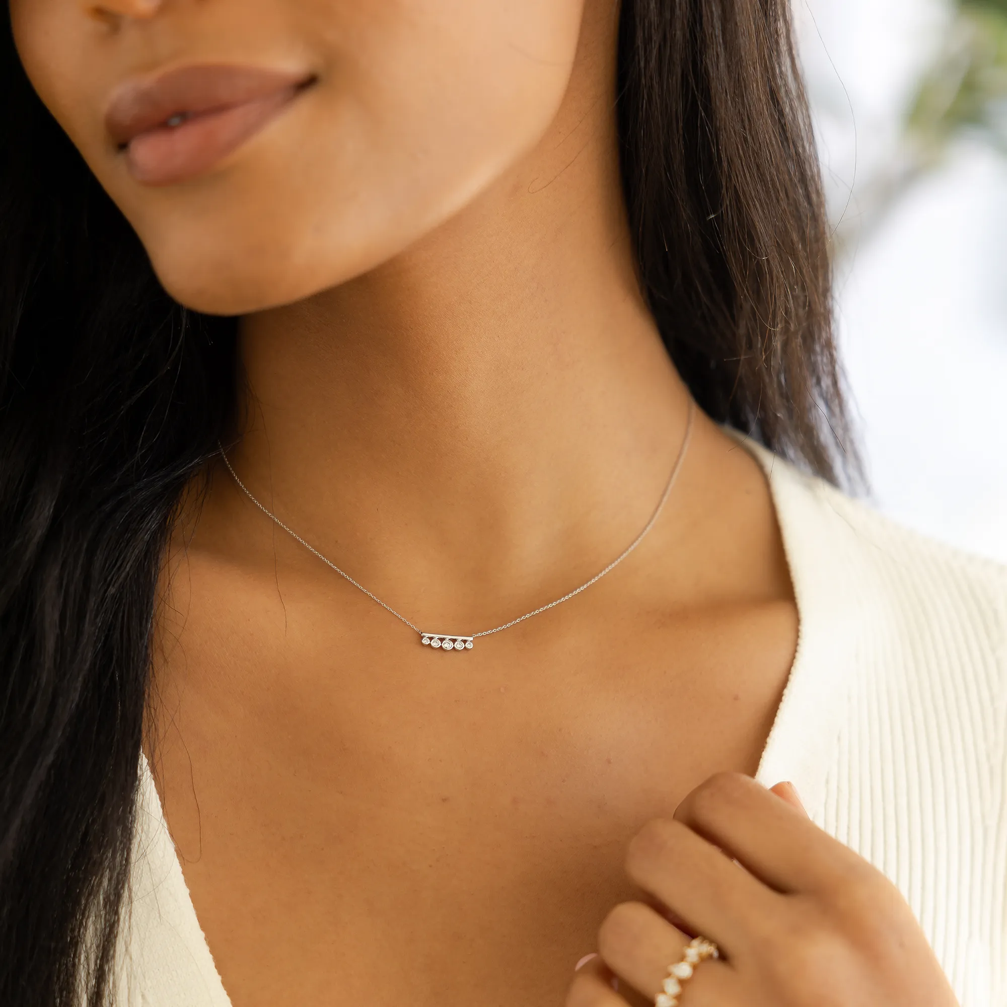 Lulu Jack Graduating Bezel Mini Bar Necklace