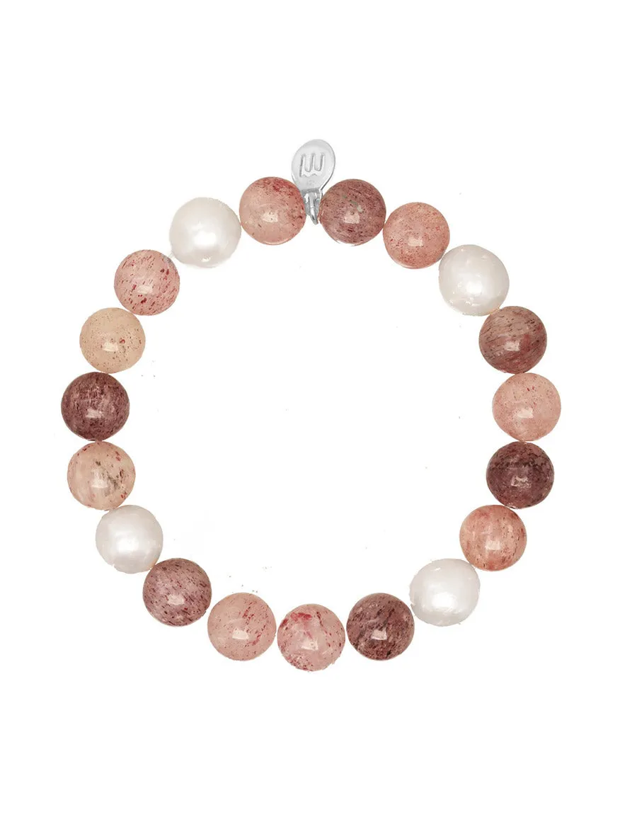 Margo Morrison Natural Strawberry Quartz Stretch Bracelet
