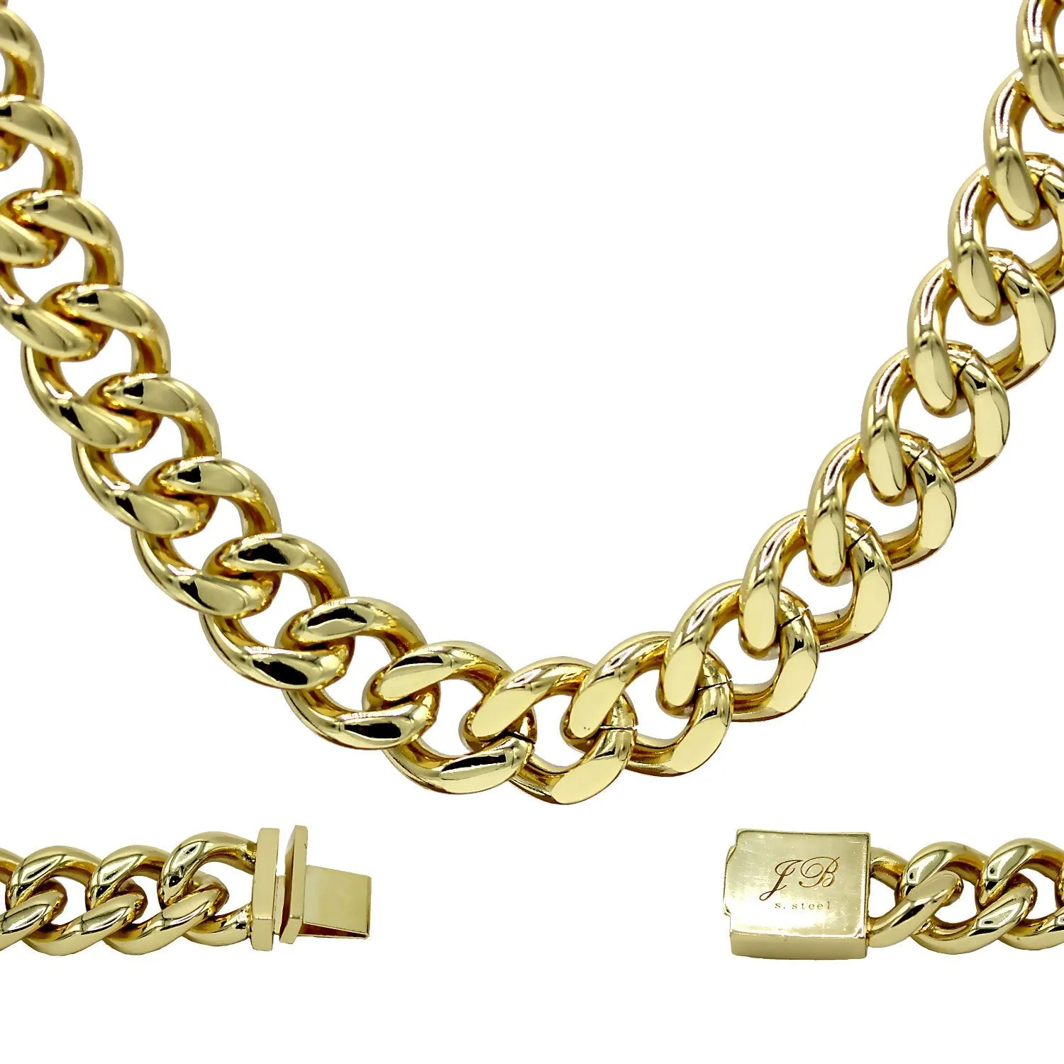 Miami Cuban Link Chain 18k Gold Plated Necklace