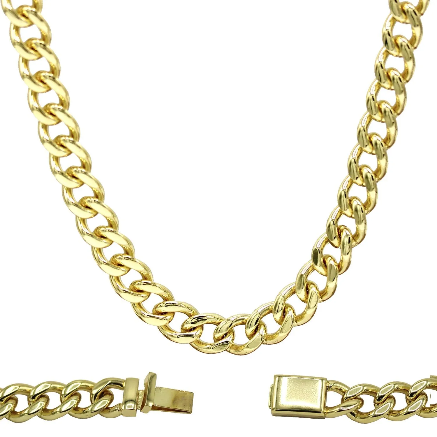 Miami Cuban Link Chain 18k Gold Plated Necklace
