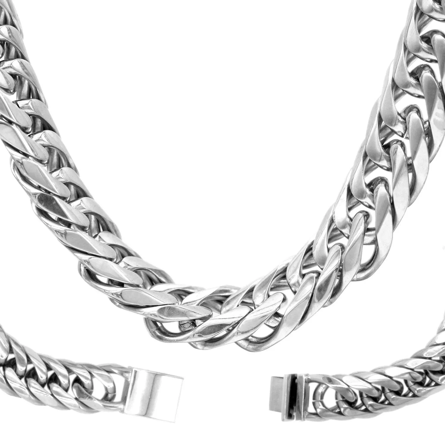 Miami Cuban Link Chain Necklace Stainless Steel Double Link