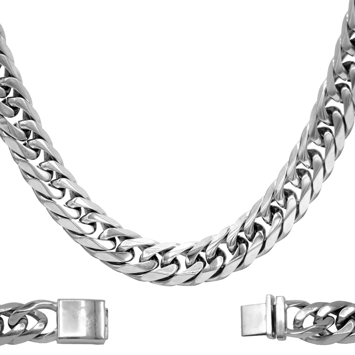 Miami Cuban Link Chain Necklace Stainless Steel Double Link