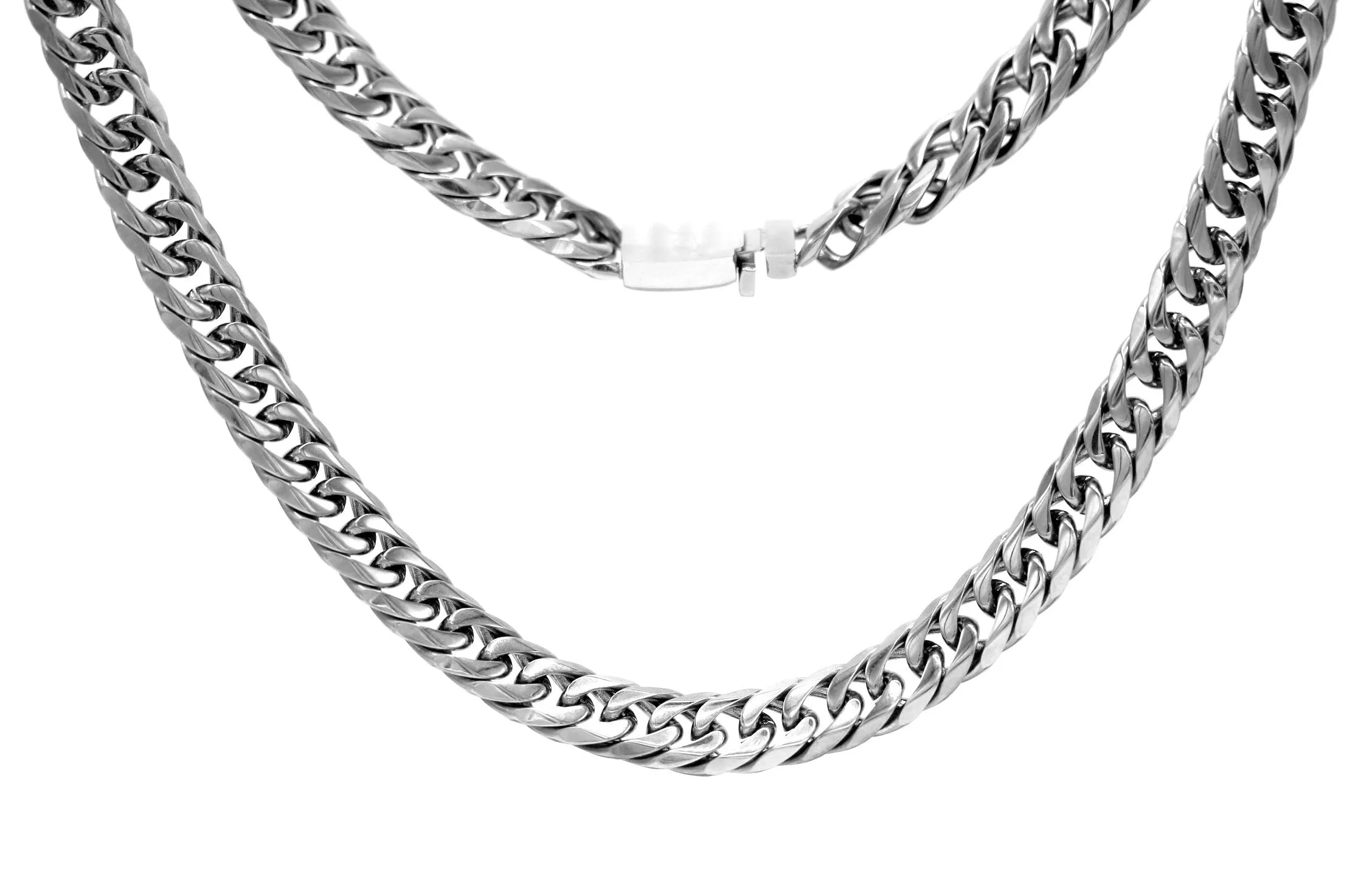 Miami Cuban Link Chain Necklace Stainless Steel Double Link
