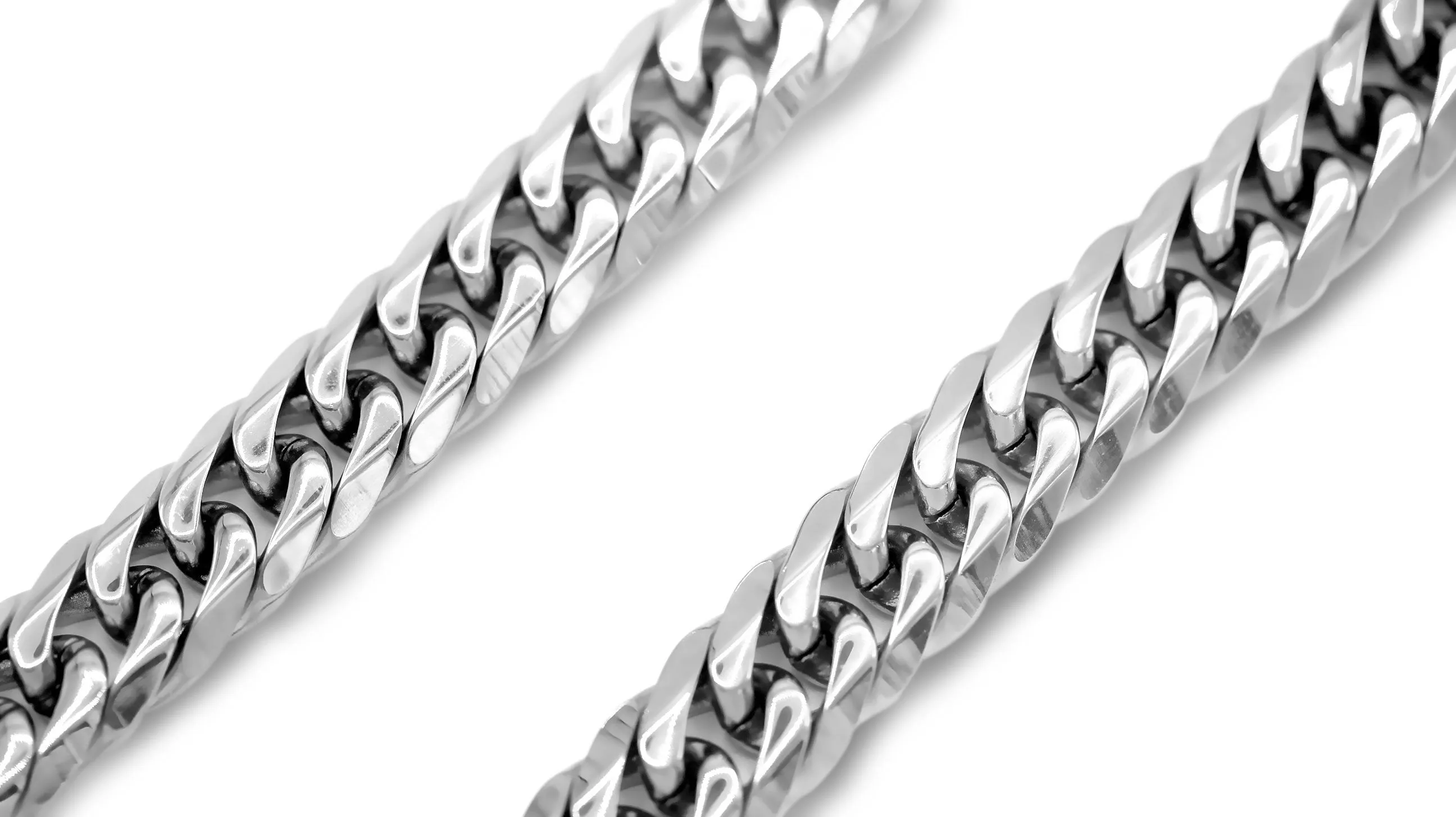 Miami Cuban Link Chain Necklace Stainless Steel Double Link
