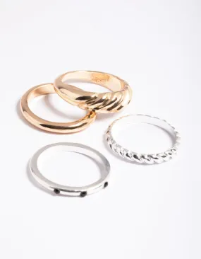 Mixed Metal Twist & Basic Rings 4-Pack