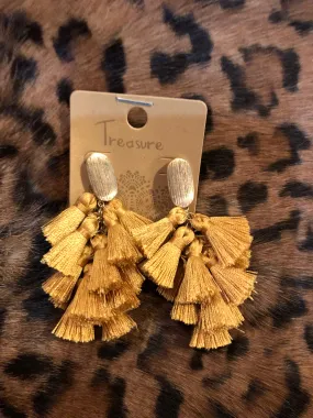 Mustard Cluster Thread Earrings