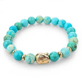 Natural Stone Bead Buddha Bracelets for Women Men Silver Turquoise Black Lava Love Jewelry With Stones Femme Pulseras Mujer