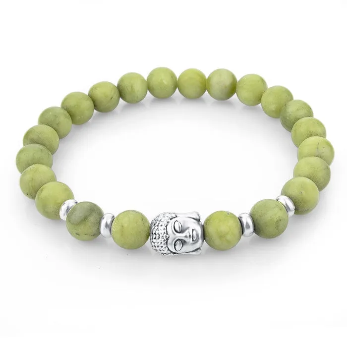 Natural Stone Bead Buddha Bracelets for Women Men Silver Turquoise Black Lava Love Jewelry With Stones Femme Pulseras Mujer