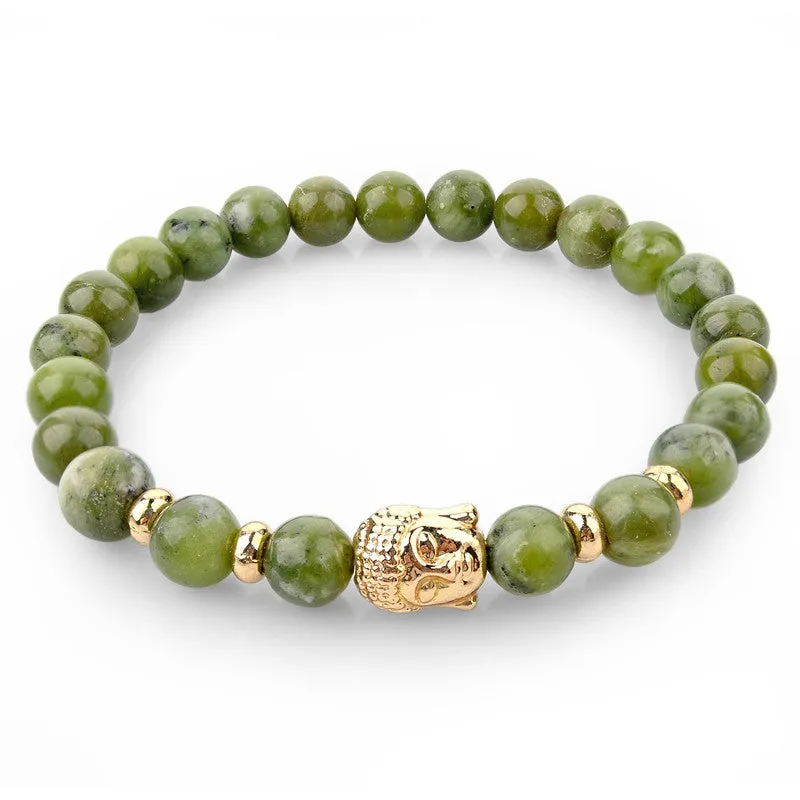 Natural Stone Bead Buddha Bracelets for Women Men Silver Turquoise Black Lava Love Jewelry With Stones Femme Pulseras Mujer