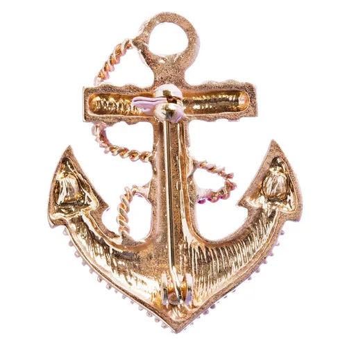 Nautical Jewelry Crystal Rhinestone Attractive Anchor Brooch Pin B163 Pink