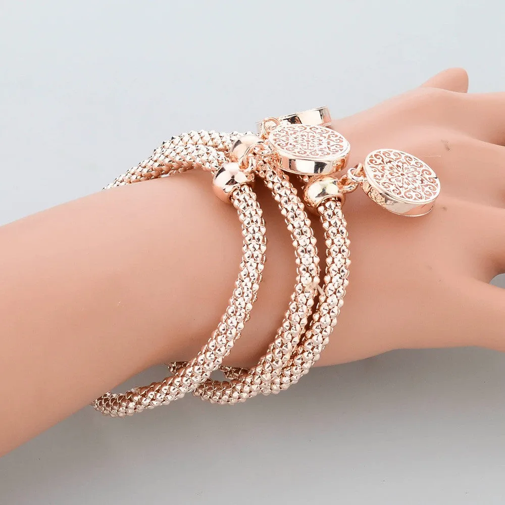 New Fashion Bracelets Bangles Jewelry Gold Silver Chain Bracelet Round Hollow Charm Bracelets For Women