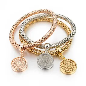 New Fashion Bracelets Bangles Jewelry Gold Silver Chain Bracelet Round Hollow Charm Bracelets For Women