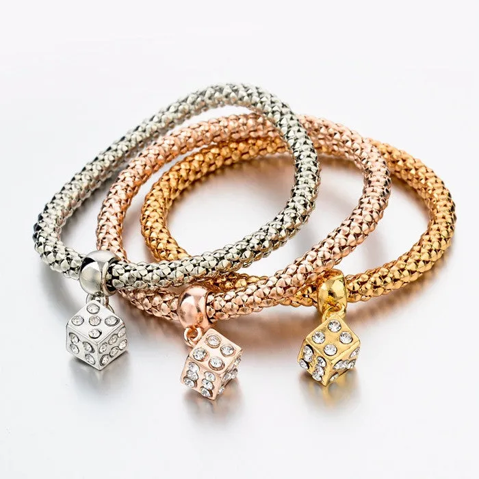 New Fashion Bracelets Bangles Jewelry Gold Silver Chain Bracelet Round Hollow Charm Bracelets For Women