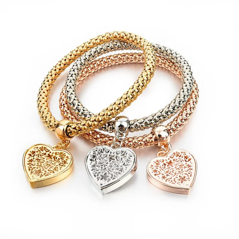 New Fashion Bracelets Bangles Jewelry Gold Silver Chain Bracelet Round Hollow Charm Bracelets For Women