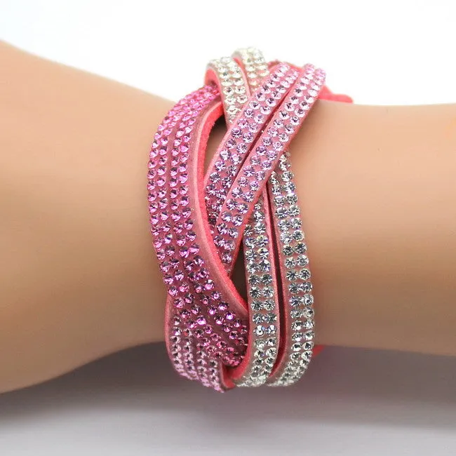 New Fashion women's charm Distortion bracelets European rhinestone Leather snake Chain bracelets