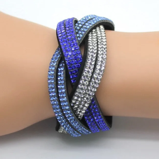 New Fashion women's charm Distortion bracelets European rhinestone Leather snake Chain bracelets