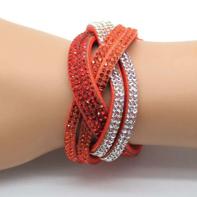 New Fashion women's charm Distortion bracelets European rhinestone Leather snake Chain bracelets