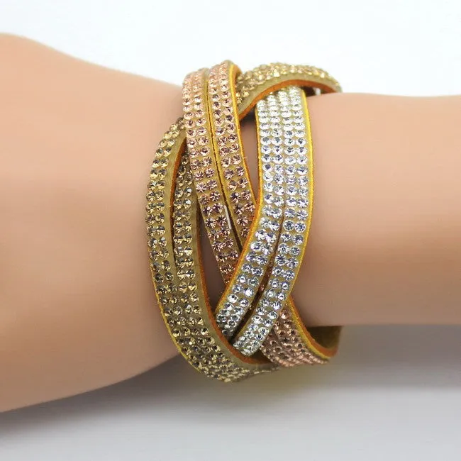 New Fashion women's charm Distortion bracelets European rhinestone Leather snake Chain bracelets