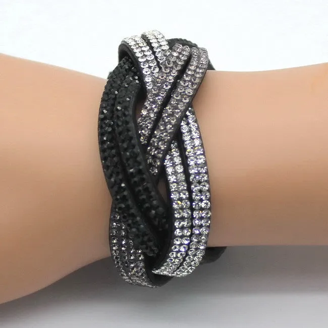 New Fashion women's charm Distortion bracelets European rhinestone Leather snake Chain bracelets