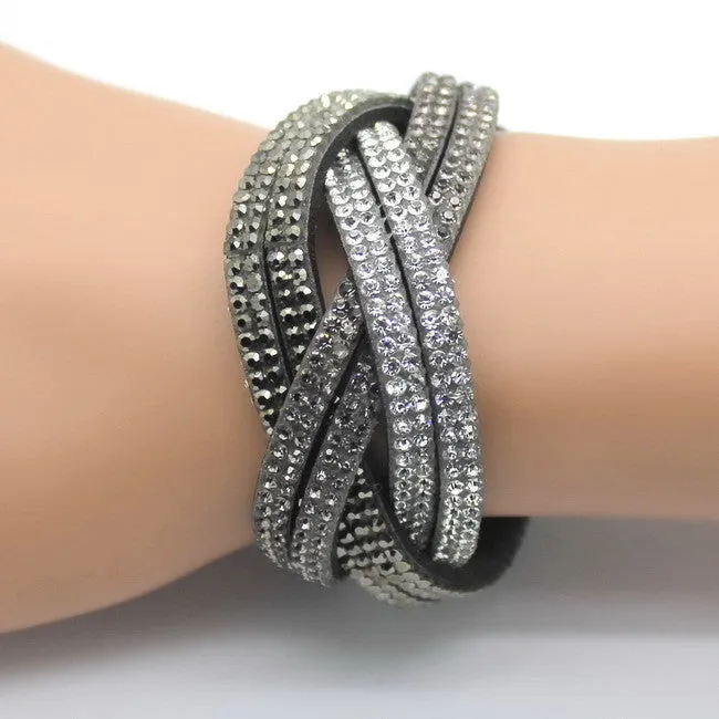 New Fashion women's charm Distortion bracelets European rhinestone Leather snake Chain bracelets