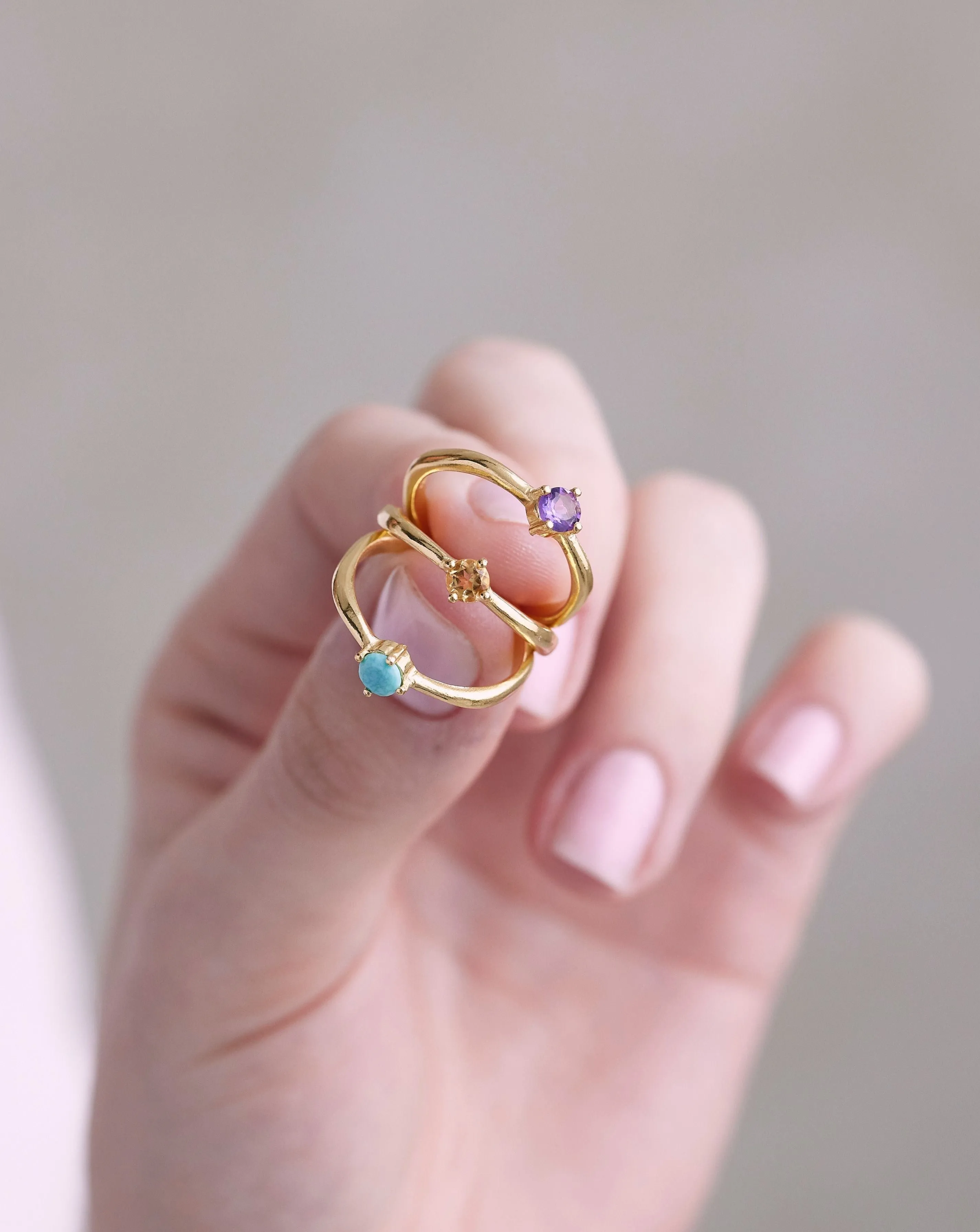 November Citrine Gold Birthstone Ring