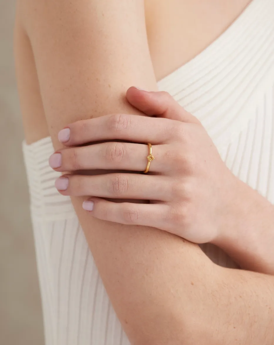 November Citrine Gold Birthstone Ring