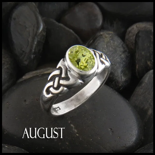 Oval Birthstone Knot Ring in Silver
