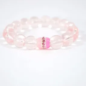 Pink Quartz With Charm  Beaded Women's Bracelets