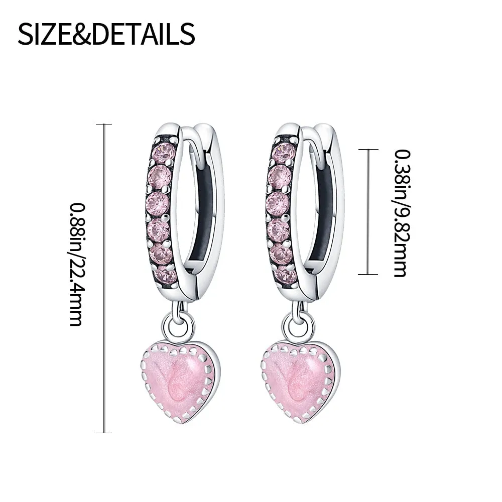 Pink Romantic Heart Pendant Earrings