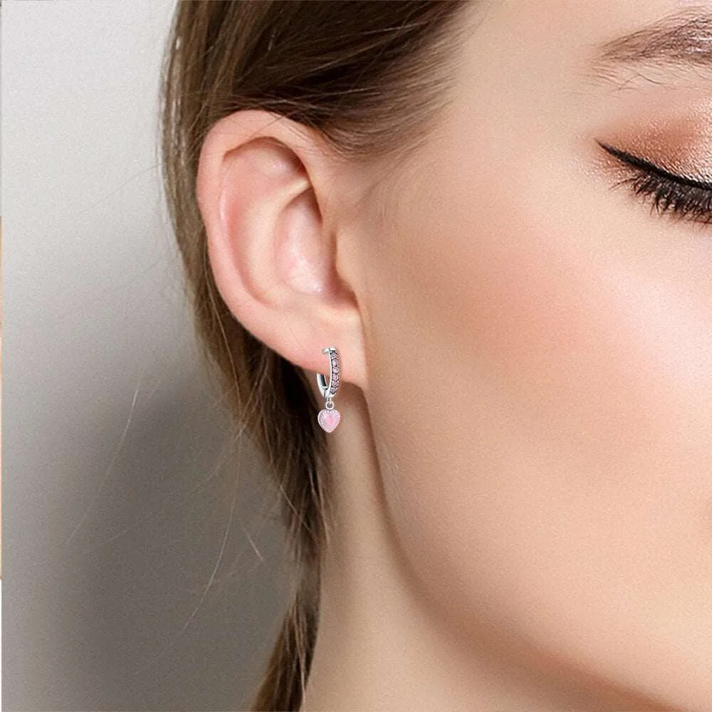 Pink Romantic Heart Pendant Earrings