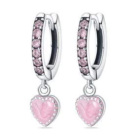 Pink Romantic Heart Pendant Earrings