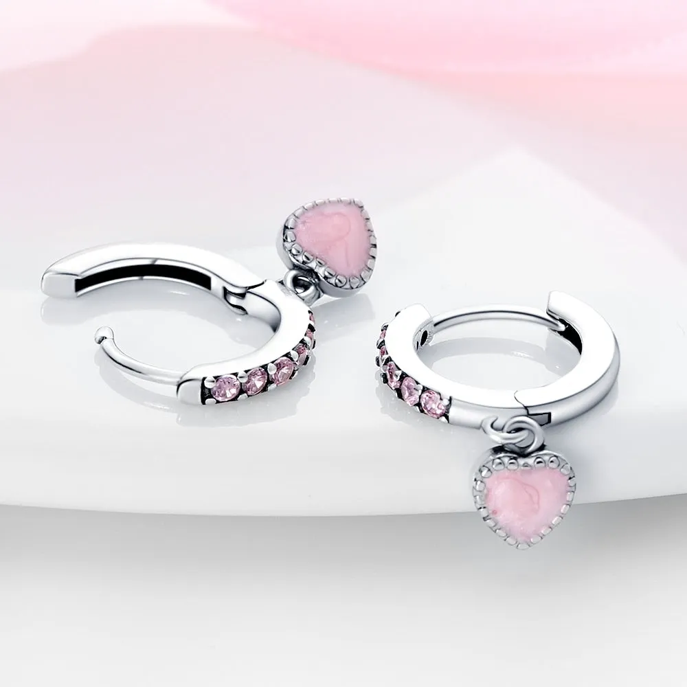 Pink Romantic Heart Pendant Earrings