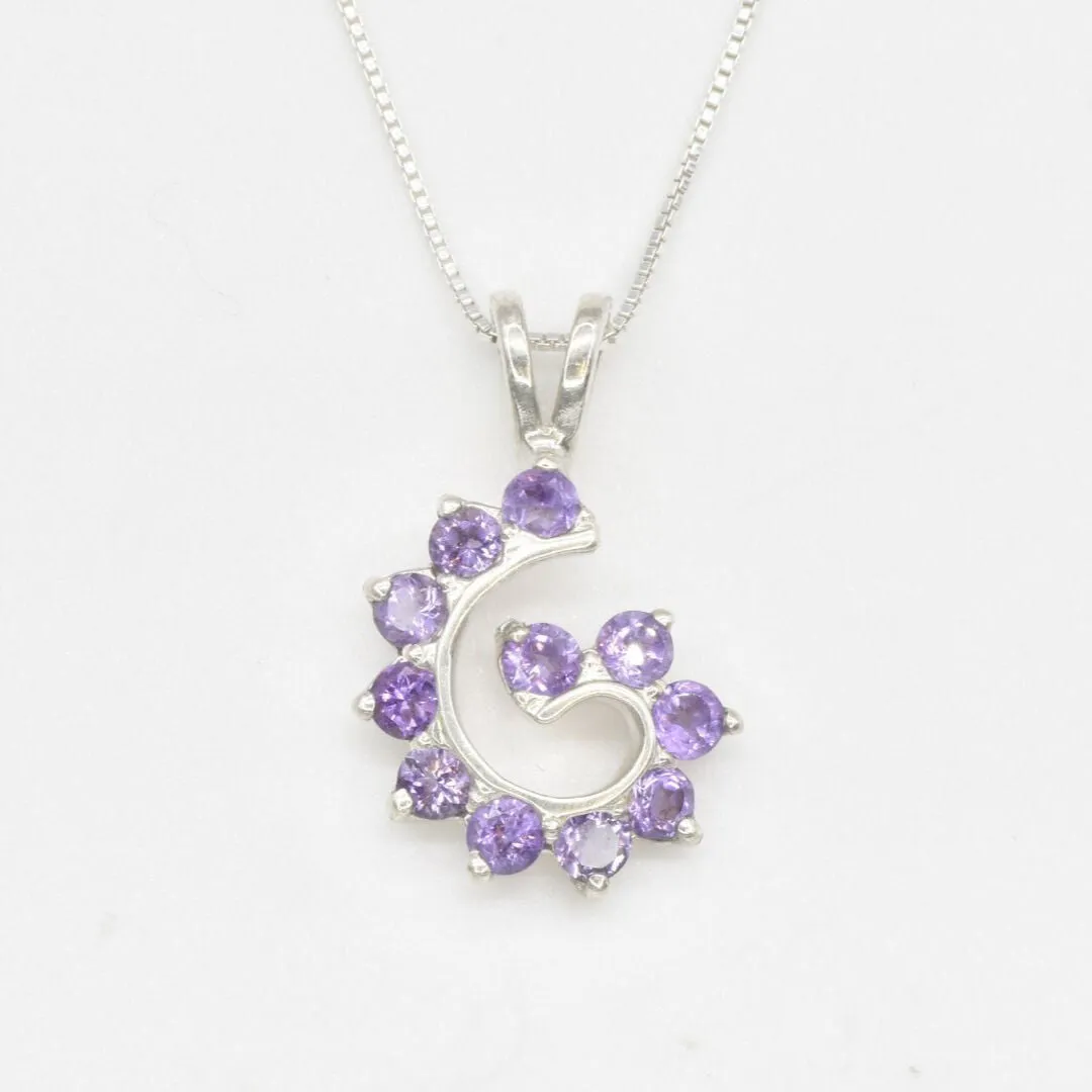 Purple Swirl Pendant - Spiral Amethyst Necklace - February Birthstone Necklace