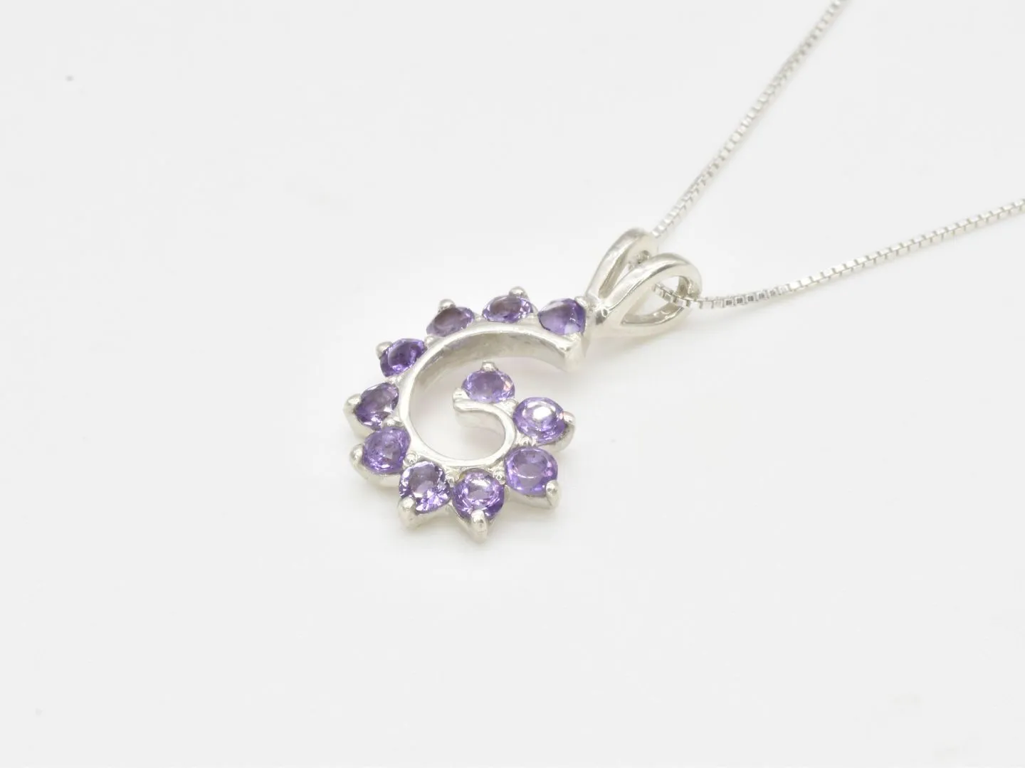 Purple Swirl Pendant - Spiral Amethyst Necklace - February Birthstone Necklace