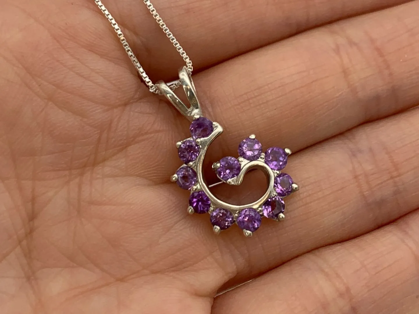 Purple Swirl Pendant - Spiral Amethyst Necklace - February Birthstone Necklace
