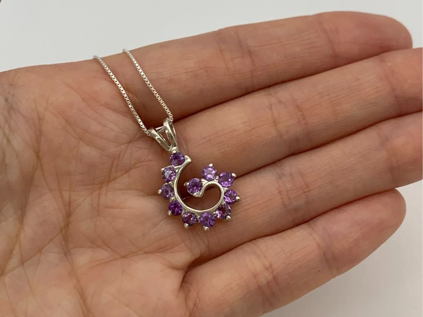 Purple Swirl Pendant - Spiral Amethyst Necklace - February Birthstone Necklace