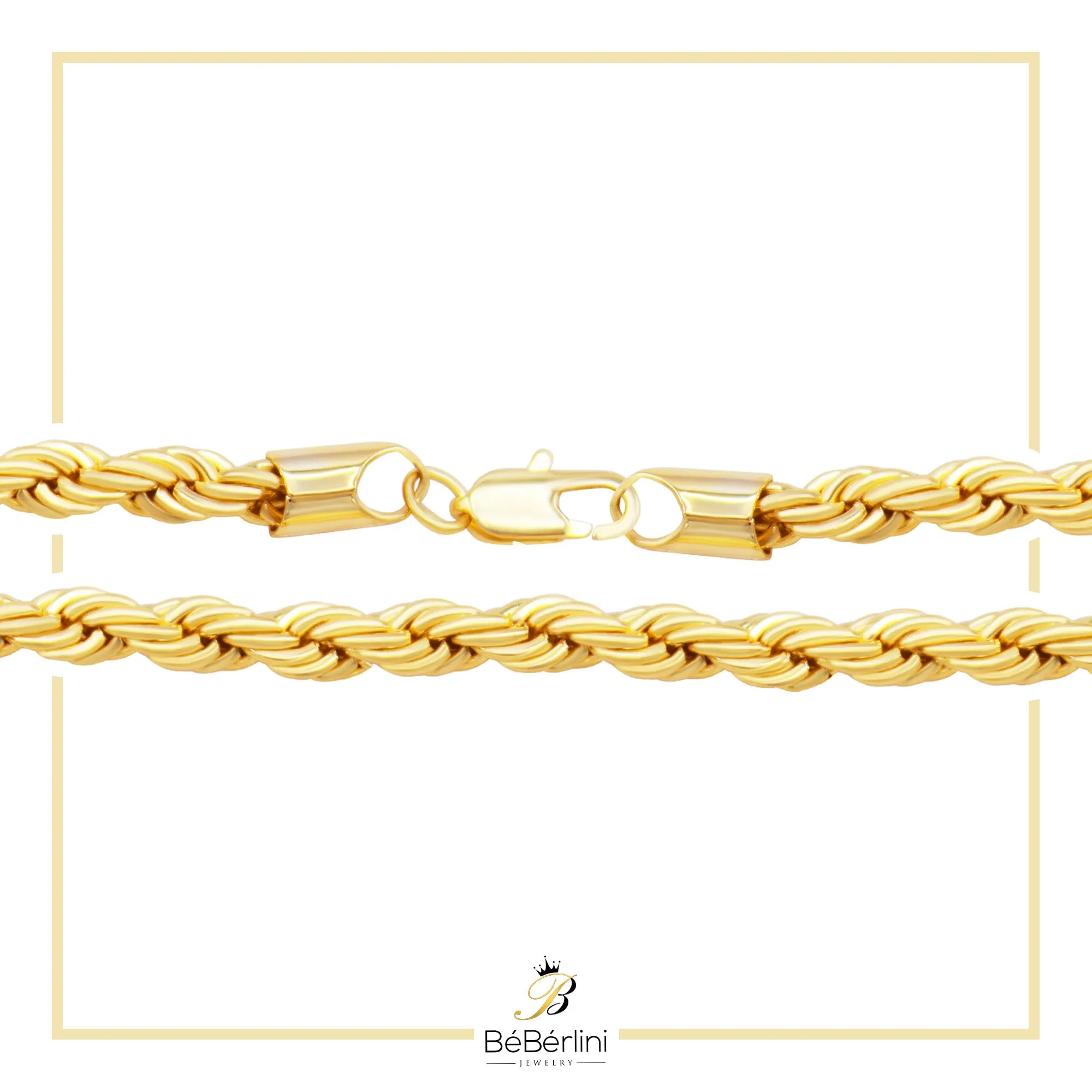 Rope Chain 14K Gold Filled Bracelet 8.5" Lobster Claw Clasp Jewelry Men 5 mm