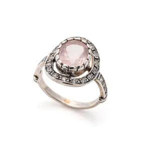 Rose Quartz Ring - Pink Victorian Quartz Ring - Real Rose Quartz Ring