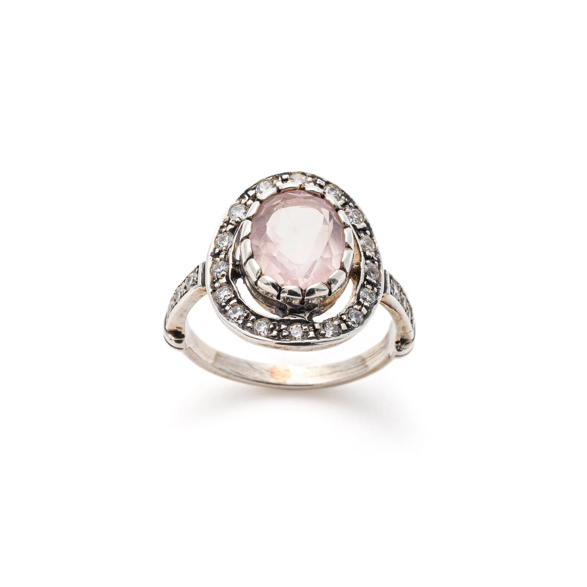 Rose Quartz Ring - Pink Victorian Quartz Ring - Real Rose Quartz Ring