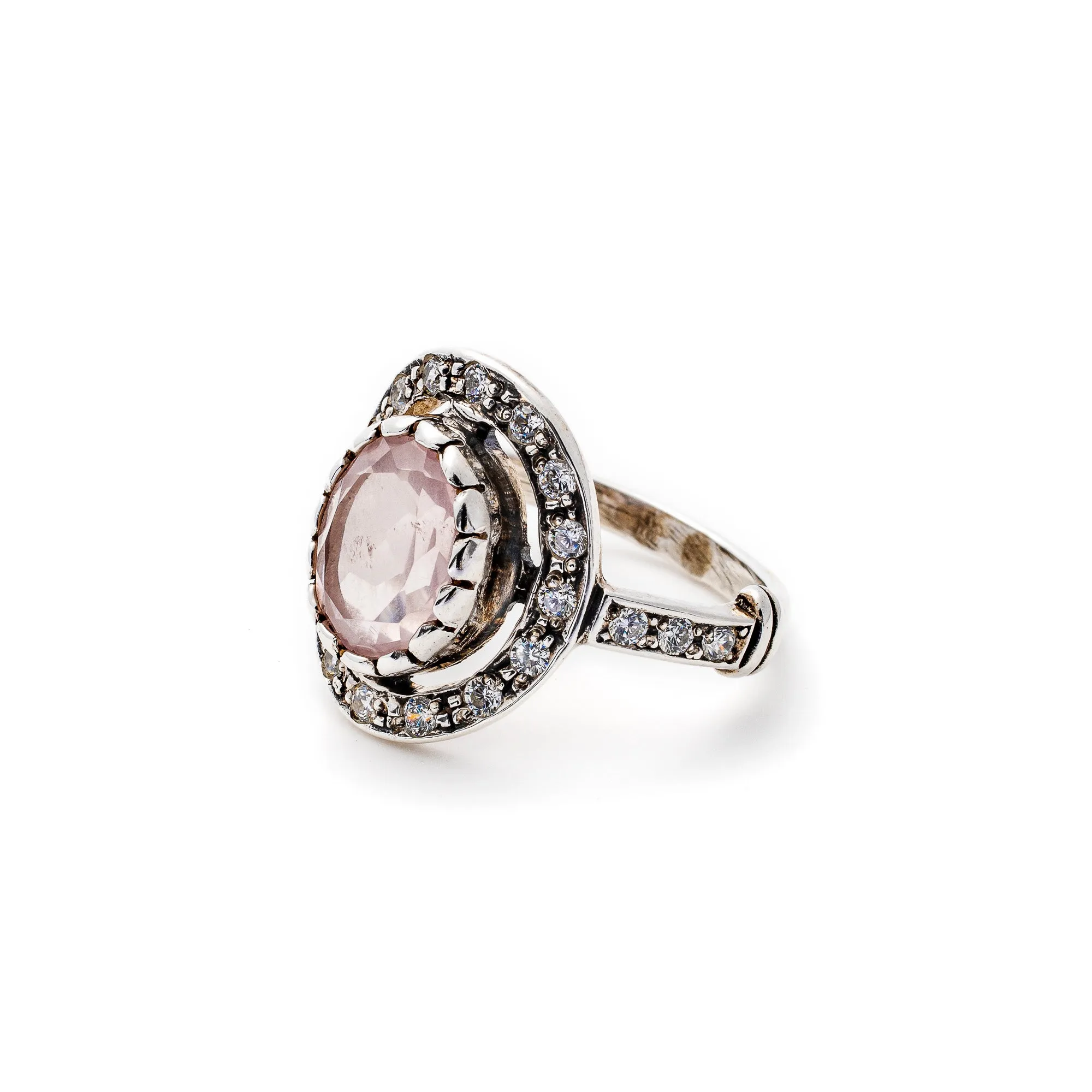 Rose Quartz Ring - Pink Victorian Quartz Ring - Real Rose Quartz Ring