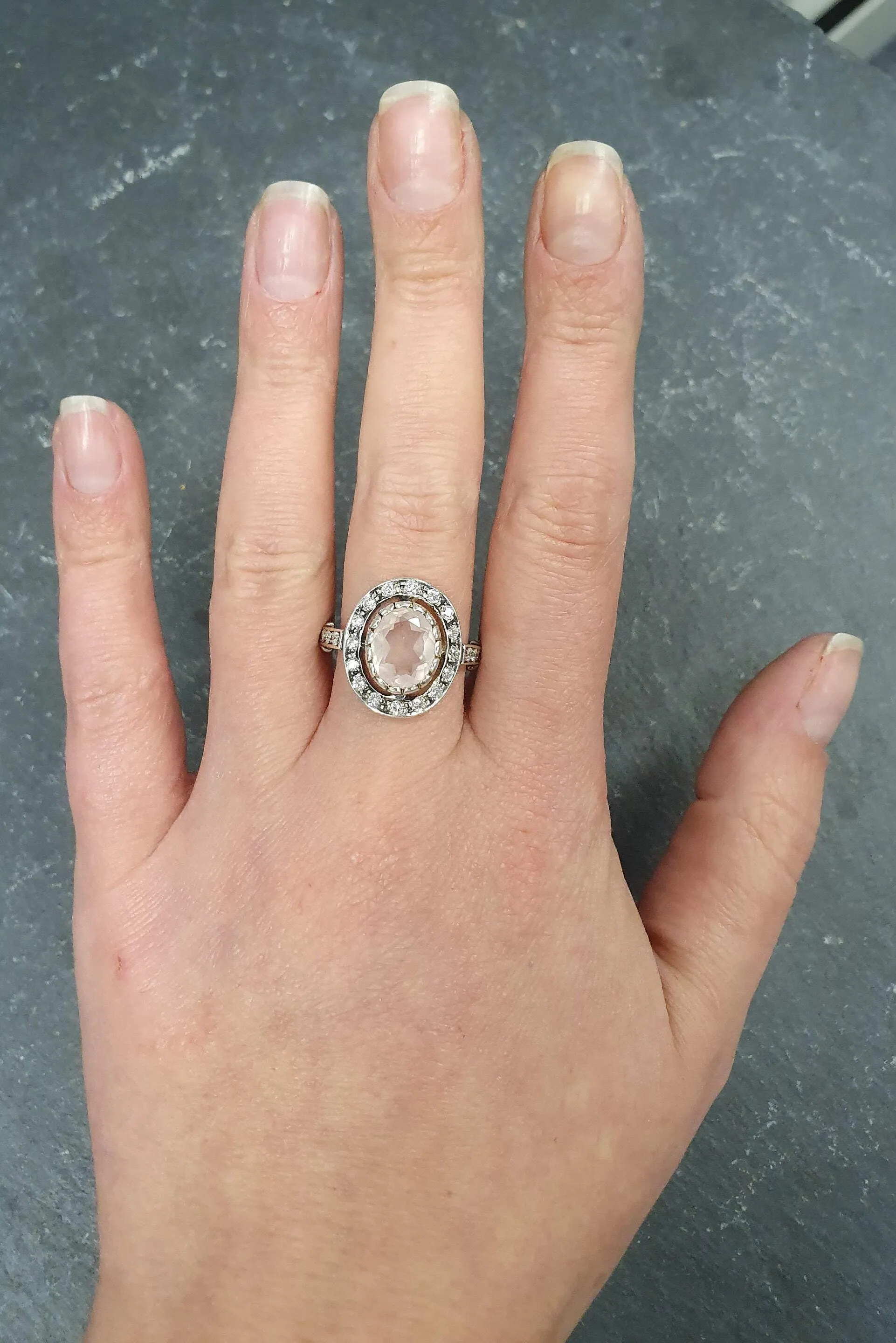 Rose Quartz Ring - Pink Victorian Quartz Ring - Real Rose Quartz Ring