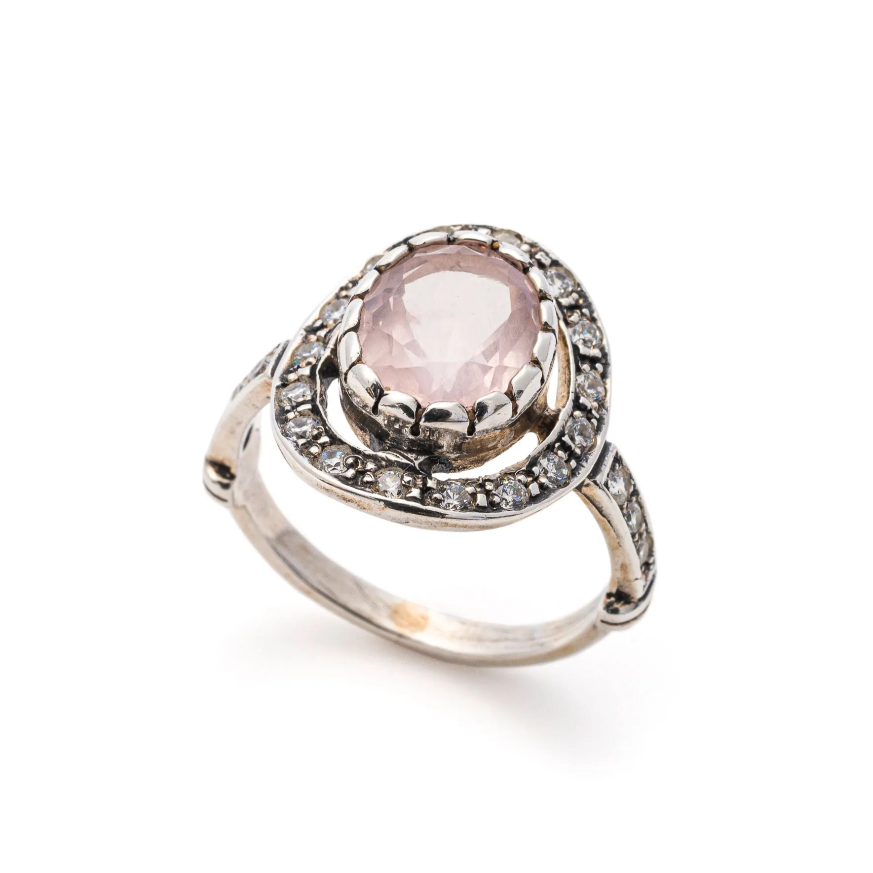 Rose Quartz Ring - Pink Victorian Quartz Ring - Real Rose Quartz Ring