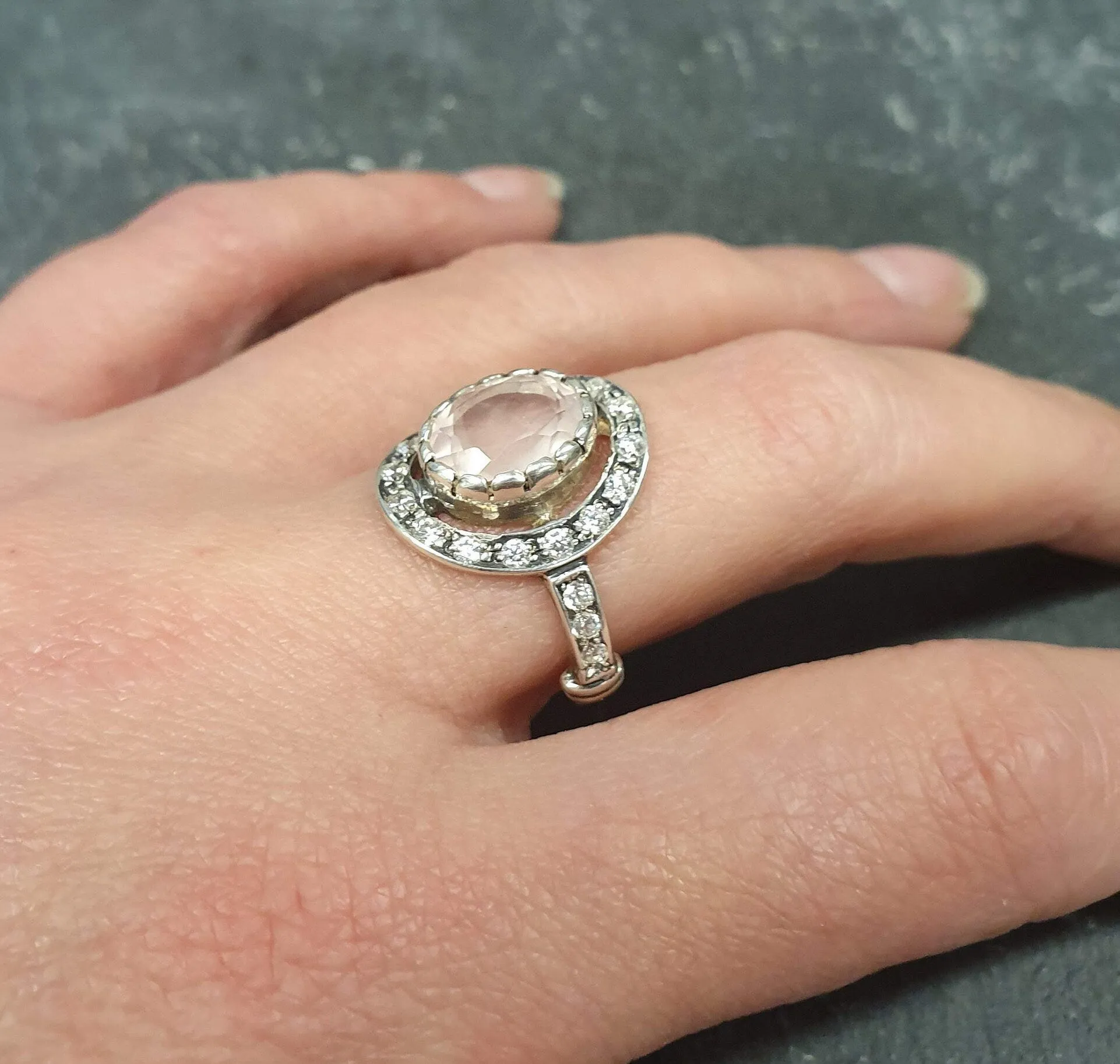 Rose Quartz Ring - Pink Victorian Quartz Ring - Real Rose Quartz Ring