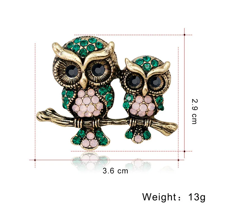 SB191 - Retro owl animal brooch